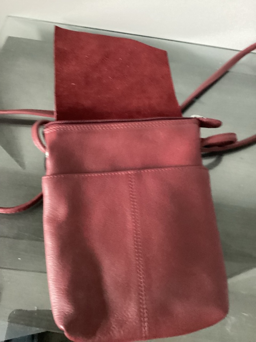Women's Red Genuine Leather/Suede Crossbody Flap Renn Festival Bag